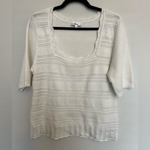 Sam Edelman Averie Open Stitch Short Sleeve Sweater Size XL